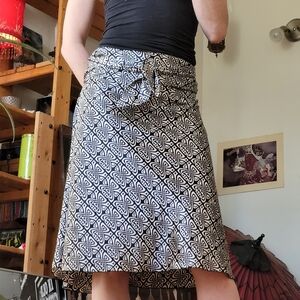 Sandro Ferrone Roma Faux Wrap Midi Skirt Silver & Black - Size L